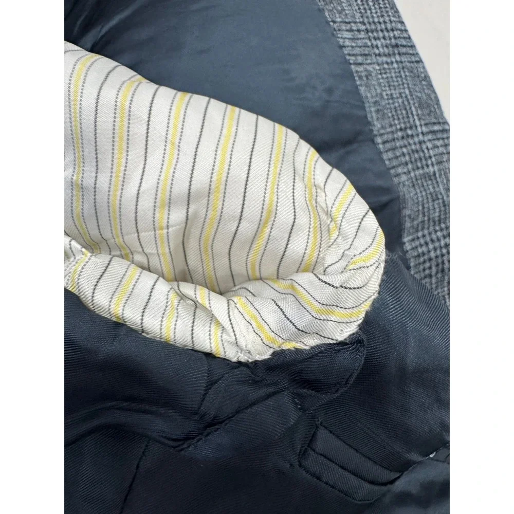 Corneliani Mens Grey Glen Plaid Three Button Sport Coat Blazer 40R